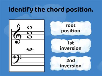 Inversions of chords 4: C major treble and bass clefs