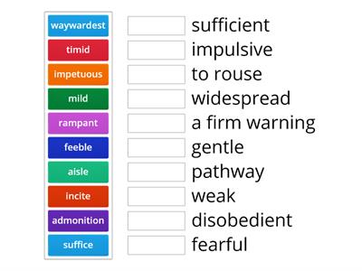 Nature the gentlest mother is- Match the keywords with the correct meanings