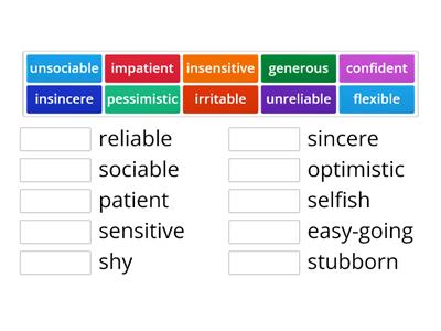 Character adjectives - OPPOSITES | Spotlight 8 Module 1 
