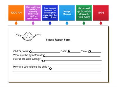 Illness report for Joseph Marcos