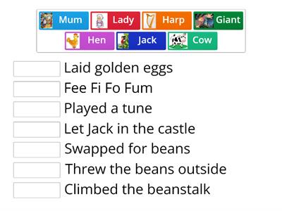 Jack & the Beanstalk - characters and actions