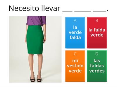 Acuerdo con los adjetivos (ropa y color)