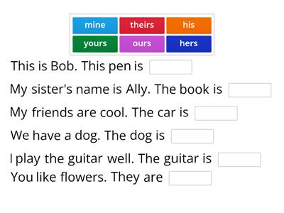 posessive determiners