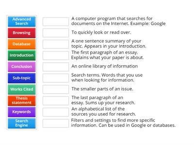 Research Vocabulary