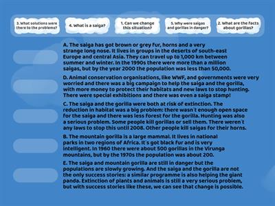 Get Involved A2 Unit 6 Reading "The saiga and the mountain gorilla"