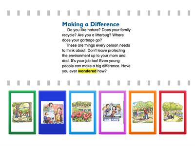 Everyone Can Make a Difference picture/word match up