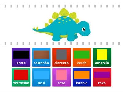 Jogo de associação entre dinossauros e cores