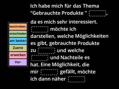 ¨Gebrauchte Sachen¨(B2 Prüfung) 