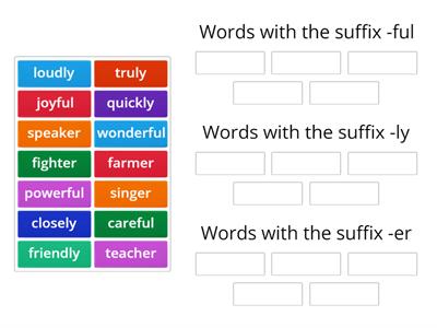 Spelling Word Sort (suffixes -ful, -ly, -er)