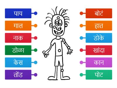 शरीर Diagram Body parts - Marathi