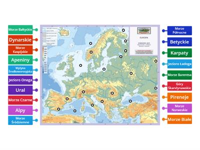 Europa- wyżyny, góry, jeziora, morza