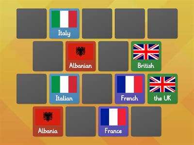Countries and nationalities - Memory game
