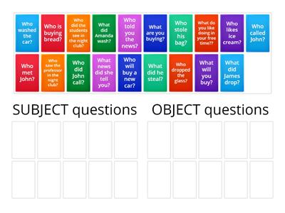  SUBJECT and OBJECT questions