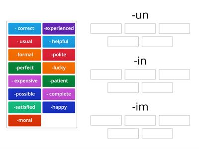 Word formation- negative adjectives-