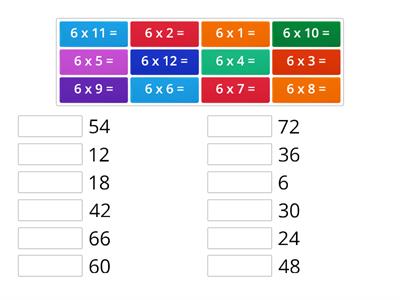 6 times tables match up