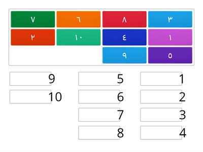 من ترتيب الاعداد من ١ الى ١٠