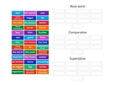 Comparatives and Superlative spellings game