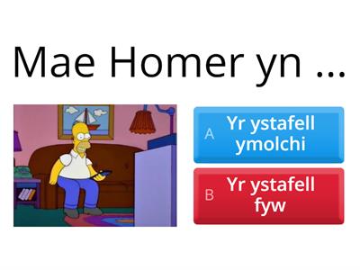 Where in the house?  Ble yn y tŷ.  Simpsons