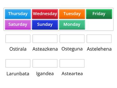 Asteko egunak ingelesez