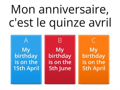  Mon anniversaire - Quiz