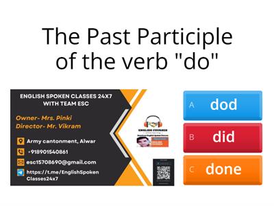 Past Participle Verb practice by esc24x7.com