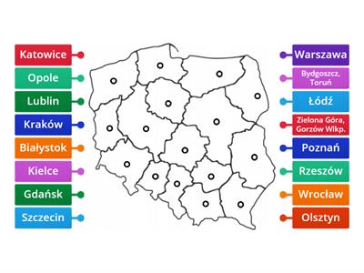 Podział administracyjny Polski (stolice województw) 