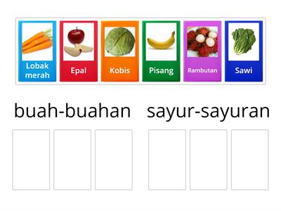 Menamakan buah-buahan dan sayur-sayuran mengikut kumpulan yang betul