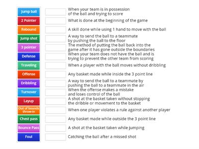 PE Basketball Terms (match-up)