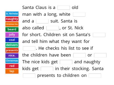 Christmas:  Santa Claus Cloze Passage
