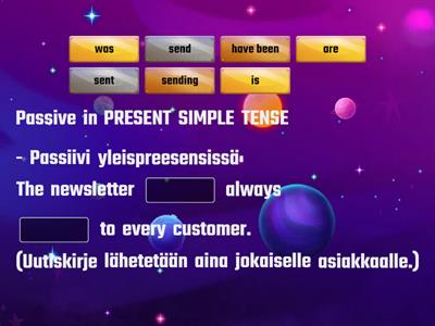 Passives Space game: Fill in.