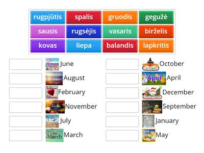 Learn Lithuanian - months