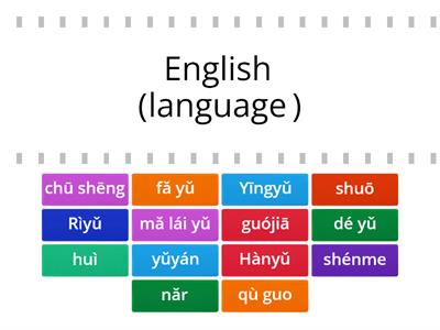 Y5 Language - pinyin & english
