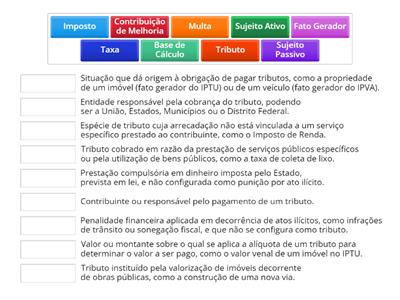 Termos do Direito Tributário - faça a correta associação