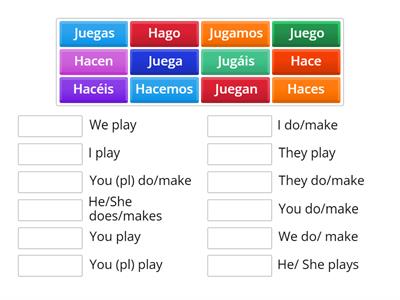 Verbos "HACER" y "JUGAR" en presente