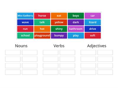 Sort nouns verbs adjectives - Teaching resources