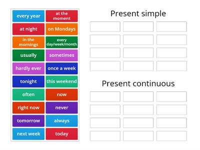 Time expressions - Present simple vs Present continuos 