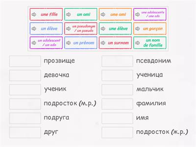 Noms et prénoms vocabulaire