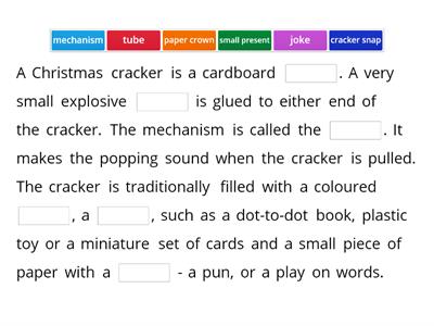 8 B Christmas cracker - fill in the blanks.