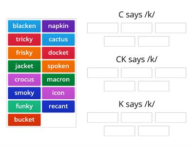 C, CK, or K? (medial phoneme)