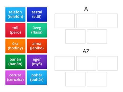 A határozott névelő (určitý člen): a, az