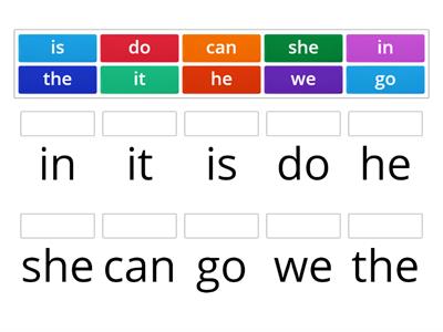 Match the sight words 