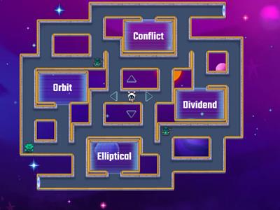 Academic Vocabulary Words: Effect Conflict Orbit Elliptical Idiom Dividend / Maze Chase