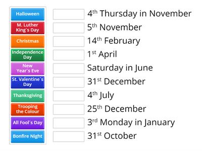 Holidays - dates