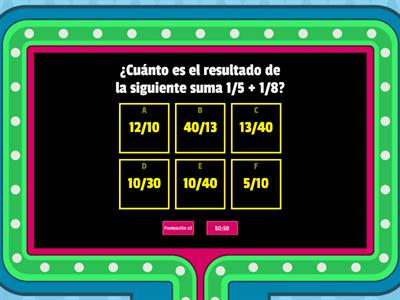 sumas y restas de Fracciones con distinto denominador 