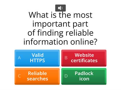 Session 2: Finding reliable information Reliable searches Quiz