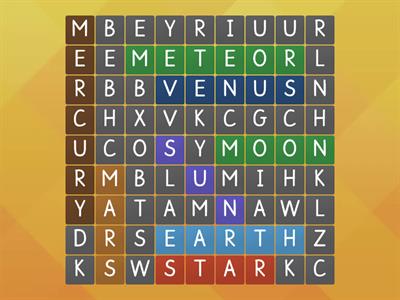 Wordsearch of Space Vocabulary