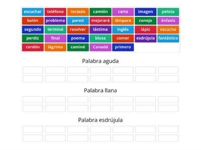   CONCURSO DE PALABRAS AGUDAS, LLANAS o ESDRÚJULAS