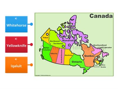 Northern Canadian capital cities: Label the map