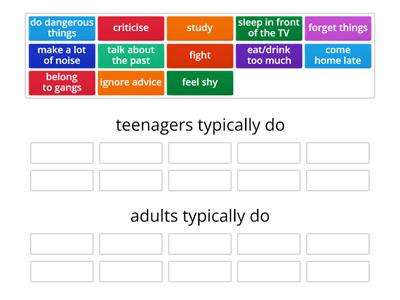  adults/teenagers typically do