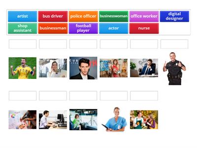 Match the jobs (1–10) with the photos (A–J)